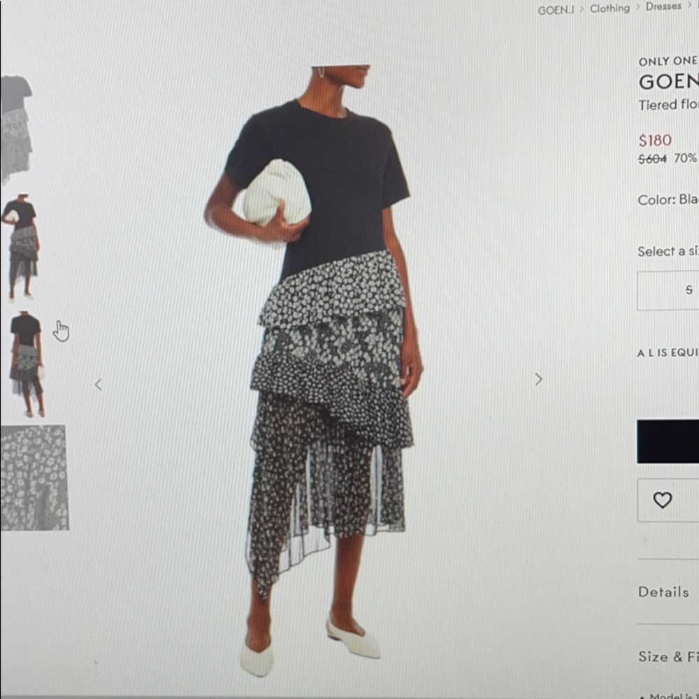 Goen.j tiered floral mesh midi dress - Picture 2 of 3